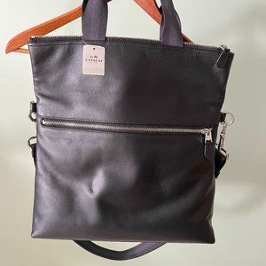 Coach F50712 Charles Foldover Black Leather Tote Bag - NWT